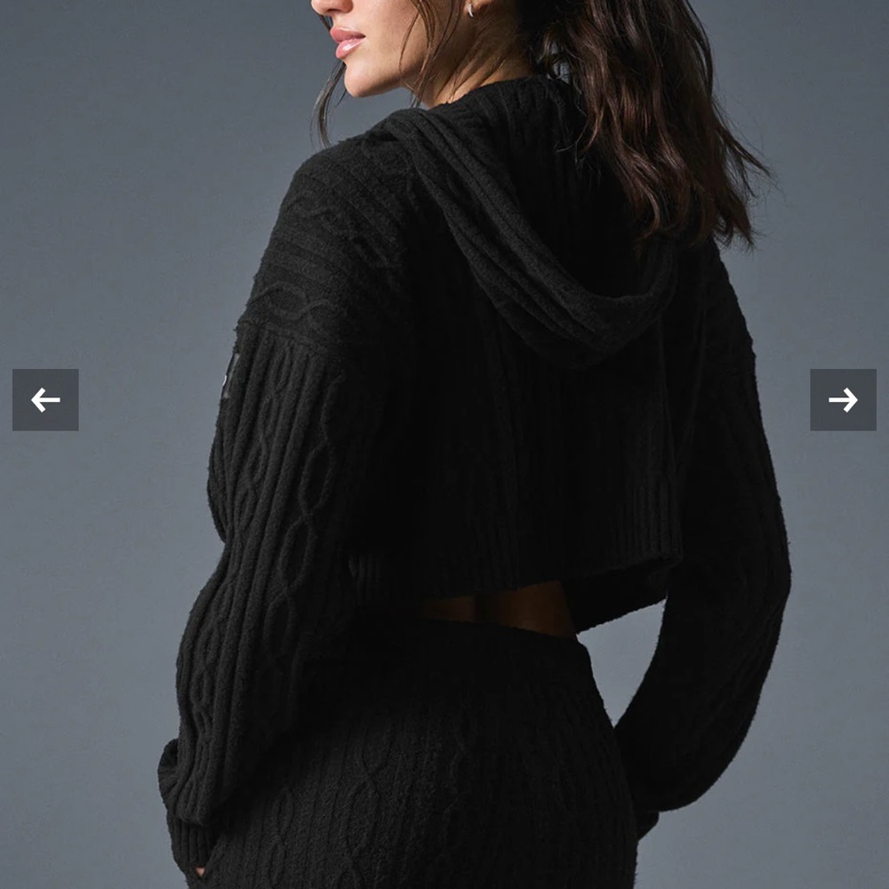 ALO Yoga Cable-Knit Winter Bliss Hoodie - Black size M